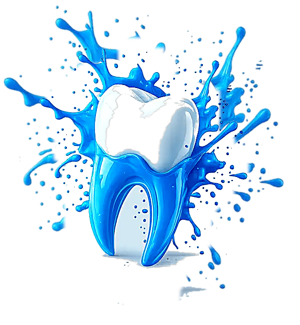 3D illustration of a healthy tooth splashing in blue water, representing East Tamaki Dentist family dental care